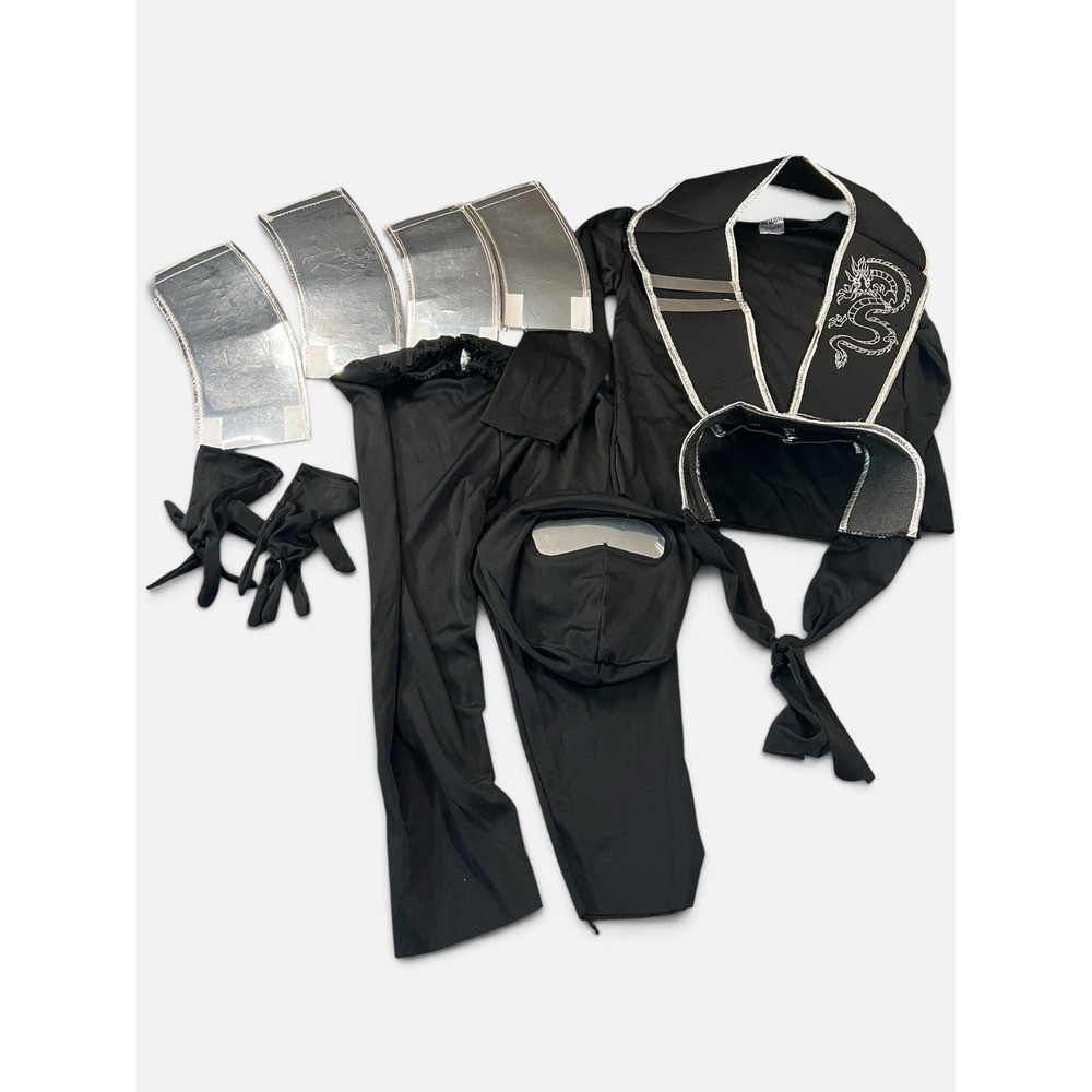 New in Bag Spirit Halloween Silver Mirror Ninja Costume Small 4-6 Silver Dragon - Picture 4 of 4